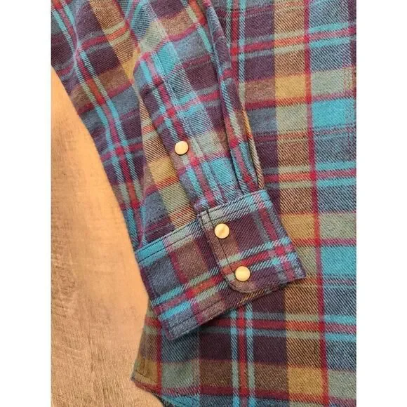 NWT Ariat Retro Fit Pearl snap men Small plaid longsleeve chest pocket embroider - Picture 7 of 11